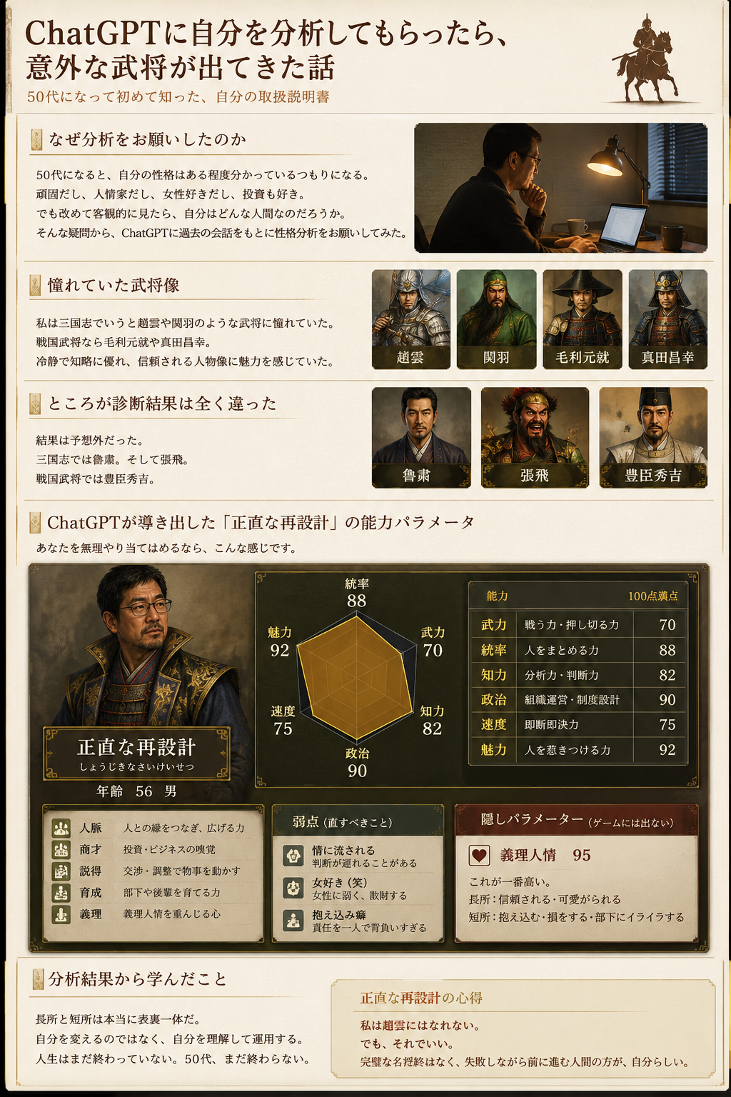 ChatGPTに自分を分析してもらったら、意外な武将が出てきた話