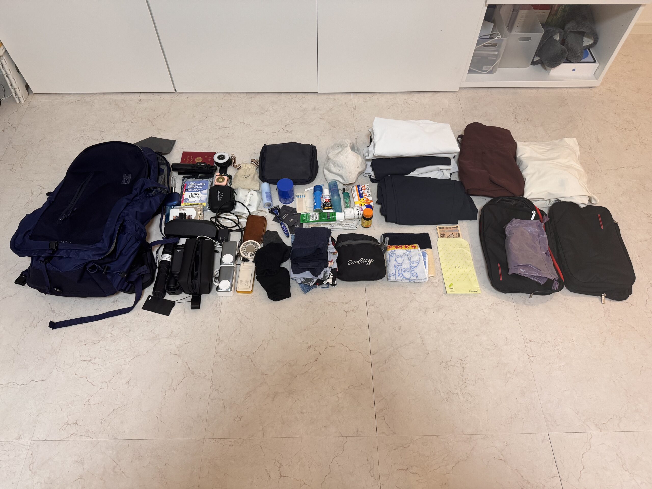 台湾旅行のバックパックの準備