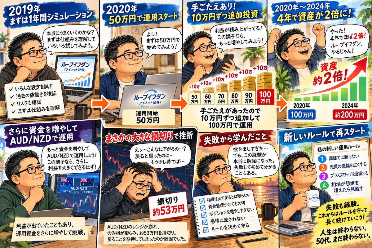 50代、ループイフダンを約6年続けて分かったこと｜50万円から始めて、大きな損切りも経験した